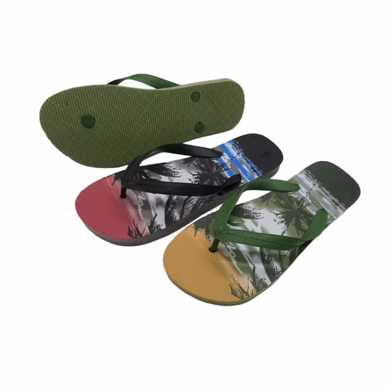 New Design Summer Beach Custom Mens Flip Flops PE Sole PVC Strap Home Slippers Men Customized Print and Logo Flip Flops Men