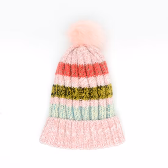 Cappelli invernali a forma di berretto POM POM a righe di vendita calda