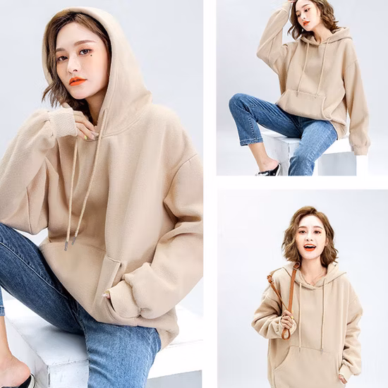 Felpa con cappuccio in pile da uomo personalizzata all'ingrosso Abiti firmati Stampa semplice Felpe con ricamo Ricamo Felpe con cappuccio unisex oversize allentate in bianco da donna